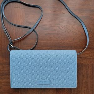 Gucci Light Blue Micro GG Guccissima Leather